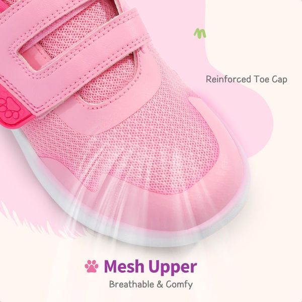 Kids Mesh Upper Easy On & Off Athletic Running Shoes - PINK HOT PINK - 1